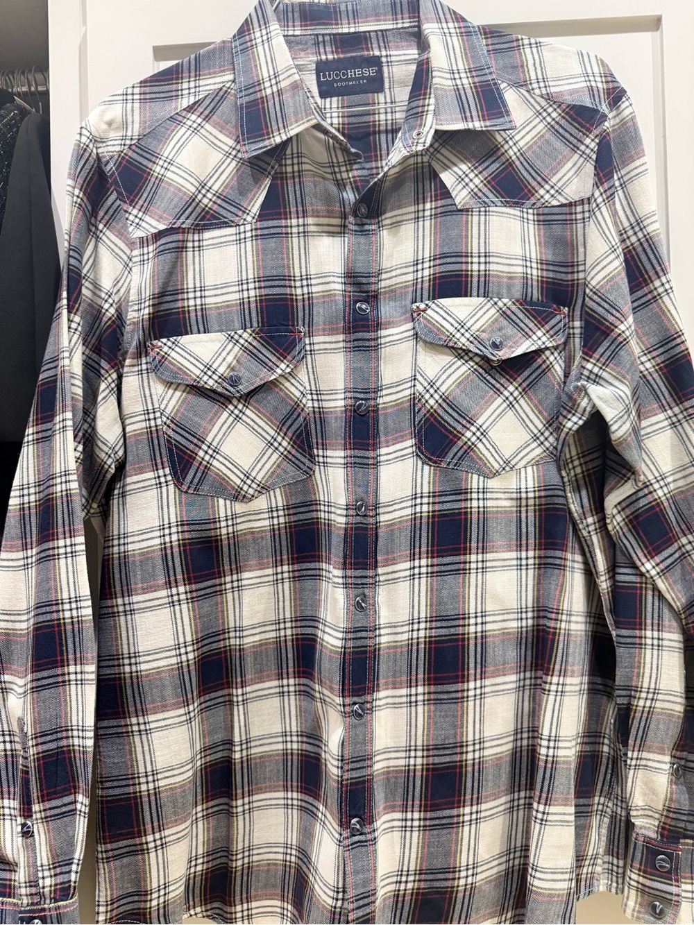 Lucchese Plaid Button-Down Shirt in Navy, White and Red